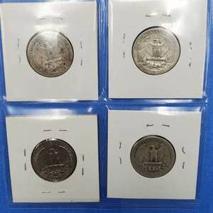 lot 229 image: 4 Washington Quarters--90% Silver