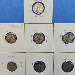 lot 235 image: 7 Mercury Dimes--90% Silver