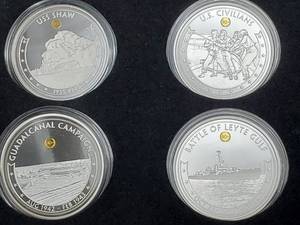 lot 236 image: Pearl Harbor 80th Anniversary Tribute Proof Coin Collection #1--in Orig Wood Display Box