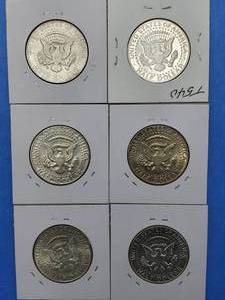 lot 241 image: 6 Kennedy Half Dollars--40% Silver--Higher Grade