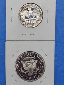 lot 242 image: 2 90% Silver Proofs--2009-S Kennedy Half & 1962 Washington Quarter