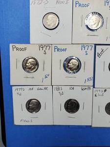 lot 245 image: 11 Roosevelt Dime Proofs, including 1 90% Silver Proof