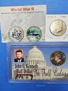 lot 246 image: 7 Kennedy Halves including colorized and a Proof
