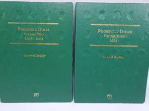 lot 270 image: 1965-2017 Complete set of Roosevelt Dimes in Two Folders--103 Coins in all.