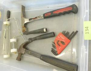 lot 134 image: hammers, hex wrenchs, paint rollers, moving platform