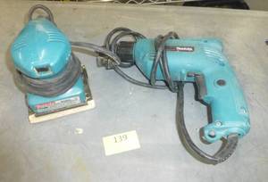 lot 139 image: Makita palm sander and drywall screwdriver