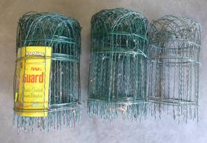 lot 164 image: Two full 25 ft rolls of 14 inch border fence and one partial, plus new roll of soaker hose