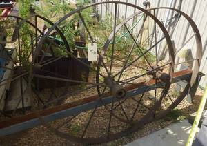 lot 218 image: Four Steel Wheels 40 and 42 inch diameter, and two 36 inch