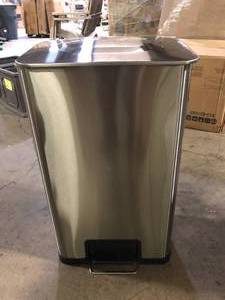 lot 36 image: AirStep 18 Gal. Step-On Kitchen Stainless Steel Trash Can with Odor Control System Silent and Gentle Lid Close by iTouchless Customer Returns See Pictures
