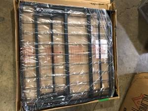 lot 38 image: HOMESTOCK Black Metal Frame Twin XL Platform Bed with Steel Metal Slats  Customer Returns See Pictures