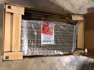 lot 43 image: Home Decorators Collection Avondale 25.98 in. W 40000 Btu Gray Steel Propane Outdoor Fire Pit with Fire Glass Customer Returns See Pictures