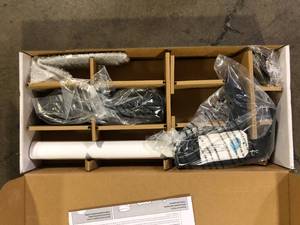 lot 44 image: Pfister Bellance Single Handle Single Hole Bathroom Faucet with Drain Kit and Deckplate included in Matte Black  Customer Returns See Pictures
