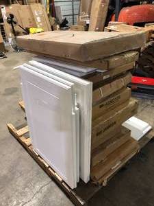 lot 21 image: Pallet of Assorted  Unfinished Cabinet Door  Various Models and Conditions   Customer Returns See Pictures