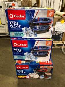 lot 26 image: Lot of  Assorted Clean Microfiber Spin Mop and Bucket System  Various Models and Conditions  Customer Returns See Pictures