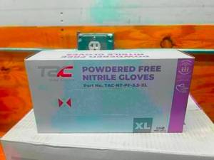 lot 76 image: TAC Case of- Powder Free Blue Nitrile Gloves Size XL (1000 gloves)