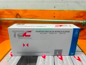 lot 78 image: TAC- Case of- Powder Free Blue Nitrile Gloves Size L (1000 gloves)