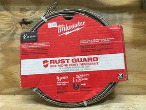 lot 196 image: Milwaukee 14 x 25 Inner Core Bulb Head Cable w Rust Guard Plating Model # 48-53-2563