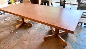 lot 32 image: Large 8 Dining Room Table  Large Farmhouse Style Dining Table