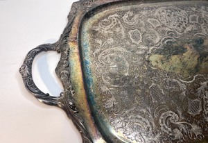 lot 120 image: Ornate Antique Silver Plate Butlers Tray