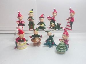 lot 182 image: Vintage Pixie Elf Holiday Figurines