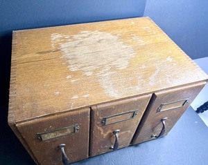 lot 62 image: Antique Desktop Vertical File Cabinet