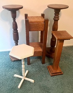 lot 170 image: Five Wood Pedestal Plant Stands