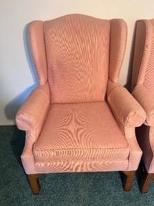 lot 152 image: Pair of Peachy Wingback Arm Chairs