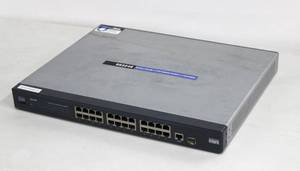 lot 18 image: Linksys Switch SR 224G, 24 Port 10100  1 Port Gigabit Switch  1 mini GBIC