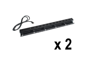 lot 23 image: Lot of 2 - NEW - Chief  Raxxess 12-Outlet Low-Profile Commercial-Grade Power Strips with Removable 15A IEC Cord