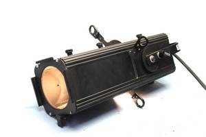 lot 103 image: Stage Light, Spotlight, Limelight Professional Black W Light Bulb. Measure Approx. 19 L X 8 Diameter