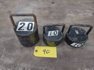 lot 90 image: Test Weights, 20, 10, & 10  lbs. ...