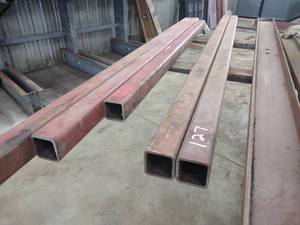 lot 127 image: (3) Steel Tubes, 3x3x14x92, 86, ...