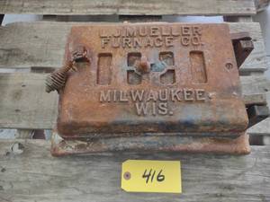 lot 416 image: L.J. Mueller Cast Iron Boiler Door,...