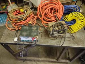 lot 484 image: Air Hoses, Cords, & Battery Charger...
