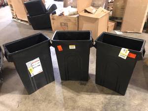 Lot of United Solutions 23 Gal. Black Highboy Waste Container     Customer Returns See Pictures