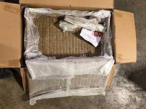 Hampton Bay Rosemont Light Brown Rectangular Steel Wicker Outdoor Patio Coffee Table   Customer Returns See Pictures