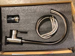 LORDEAR 1.8 GPM High Arc Single Handle Deck Mount Standard Kitchen Faucet in Brushed Nickel  Customer Returns See Pictures