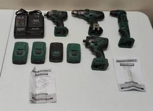 MASTERFORCE  Box of Tools with Charger  4 Batteries