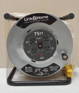 Link2Home  75FT Contractor Grade Extension Cord with Storage Reel