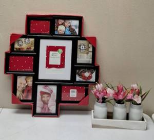 Holiday Time 10 Photo Collage Frame  Floral Arrangement