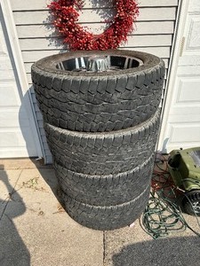 lot 8 image: Milanni Kool Whip 8 Black Machined 22 x 9.5 8 Bolt Rims & Falken WildPeak Tires