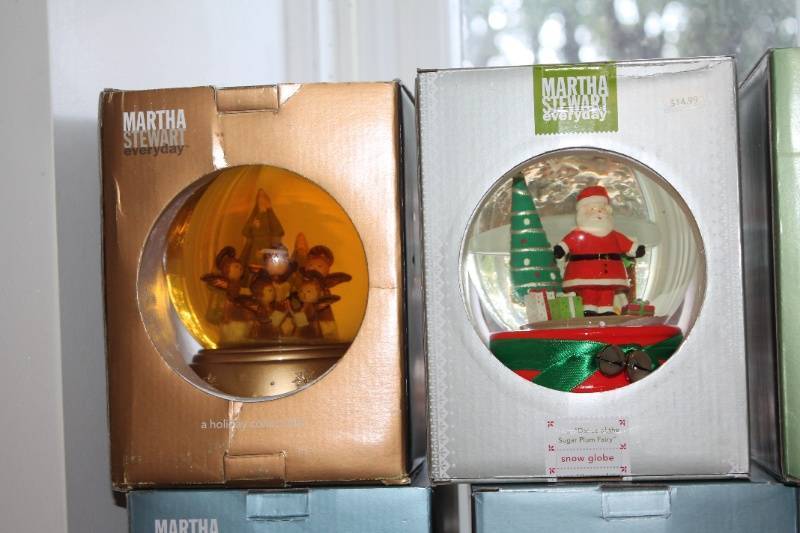 lot 91 image: Collection of Martha Stewart Everyday Holiday Snow Globes (8 Pieces)