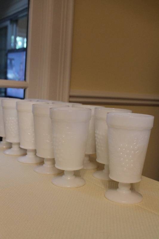 lot 50 image: Vintage Milk Glass Collection Including Goblets and Serving Dishes