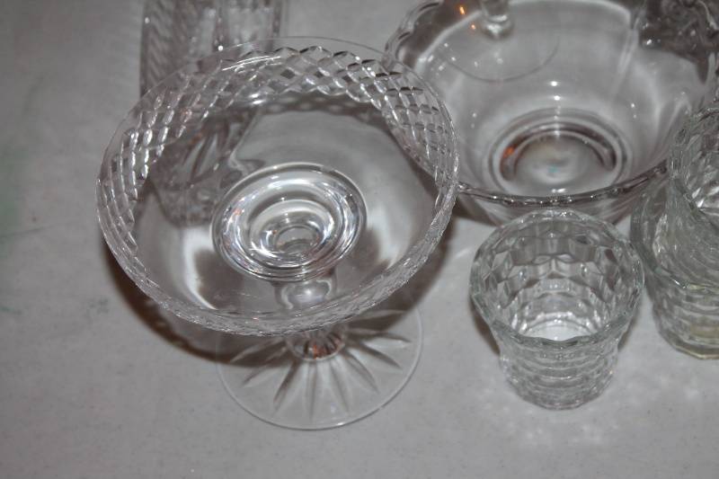 lot 105 image: Collection of Clear Cut Glassware - Vases, Bowls, Candle Holders