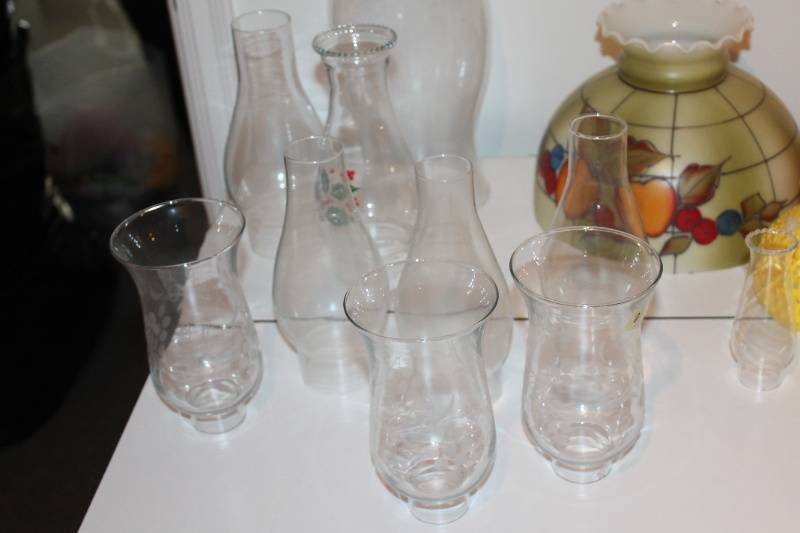 lot 74 image: Assorted Glass Lamp Shades and Chimneys Lot