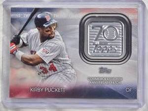 lot 749 image: Kirby Puckett 2021 Topps #T70P-KP 70th Anniversary Commemorative Patch - Minnesota Twins