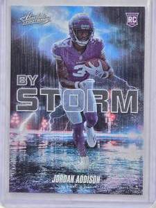 lot 770 image: Jordan Addison Rookie 2023 Panini Absolute Football By Storm RC #BST-12 - Minnesota Vikings