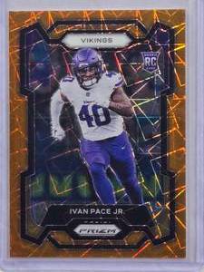 lot 798 image: Ivan Pace Jr. Rookie 2022 Panini Orange Laser Prizm #366 - Minnesota Vikings
