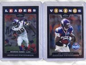 lot 823 image: Lot of 2 Adrian Peterson 2008 Topps Chrome TC133 Pro Bowl MVP & TC125 Rushing  Yards Leader - Minnesota Vikings
