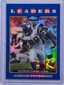lot 824 image: Adrian Peterson 2008 Topps Chrome Blue Refractor #TC125 Rushing Yards Leaders - Minnesota Vikings